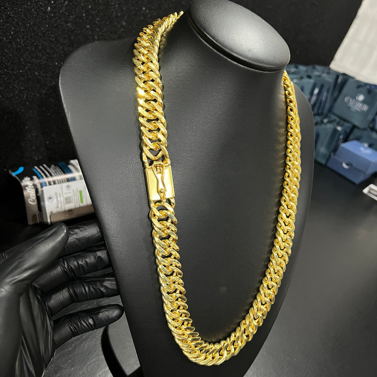 Corrente Grumet Dupla 20mm banhado a ouro 18k