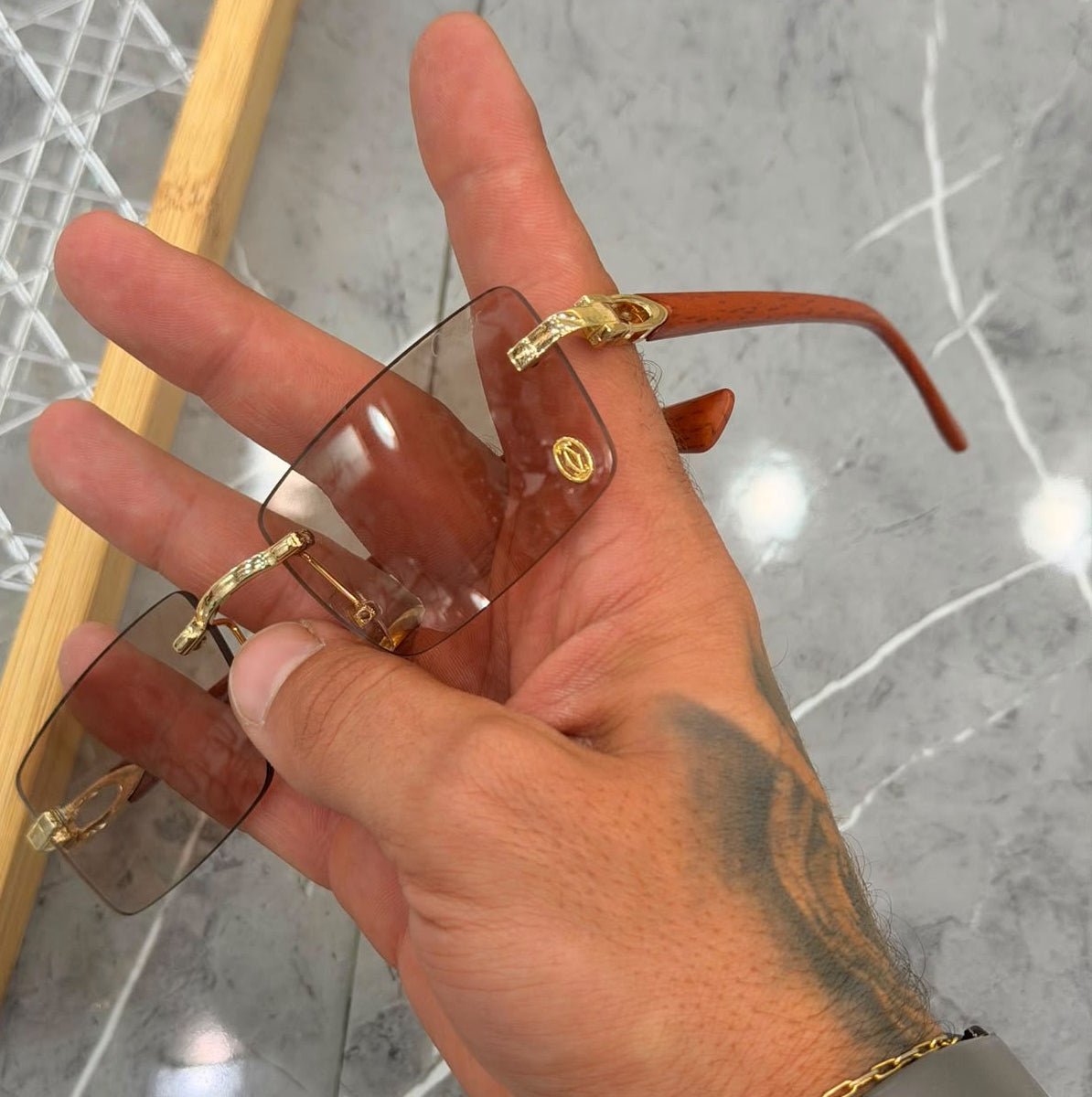 Óculos Cartier Grife M2 Marrom Claro