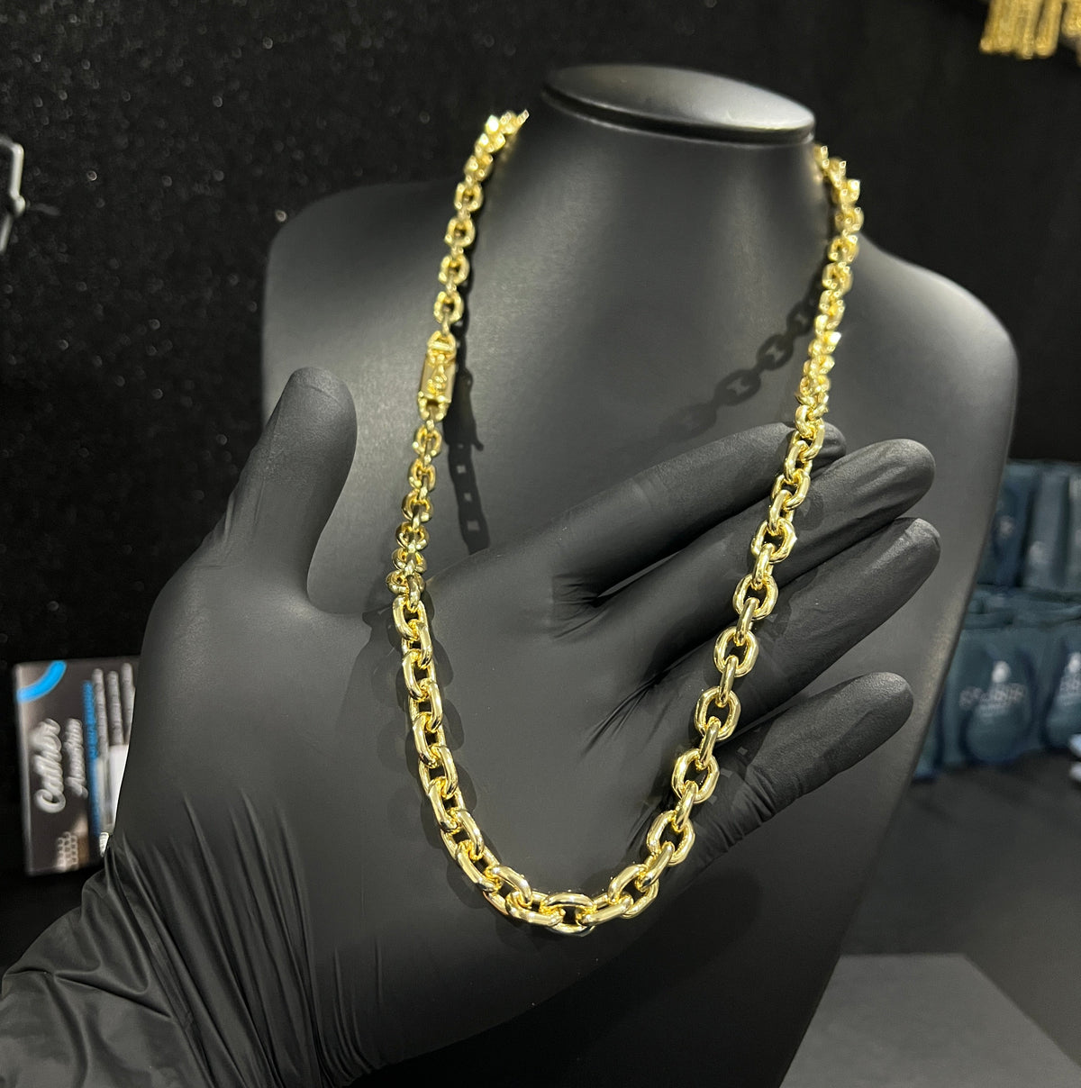 Corrente Cadeado 8mm banhado a ouro 18k