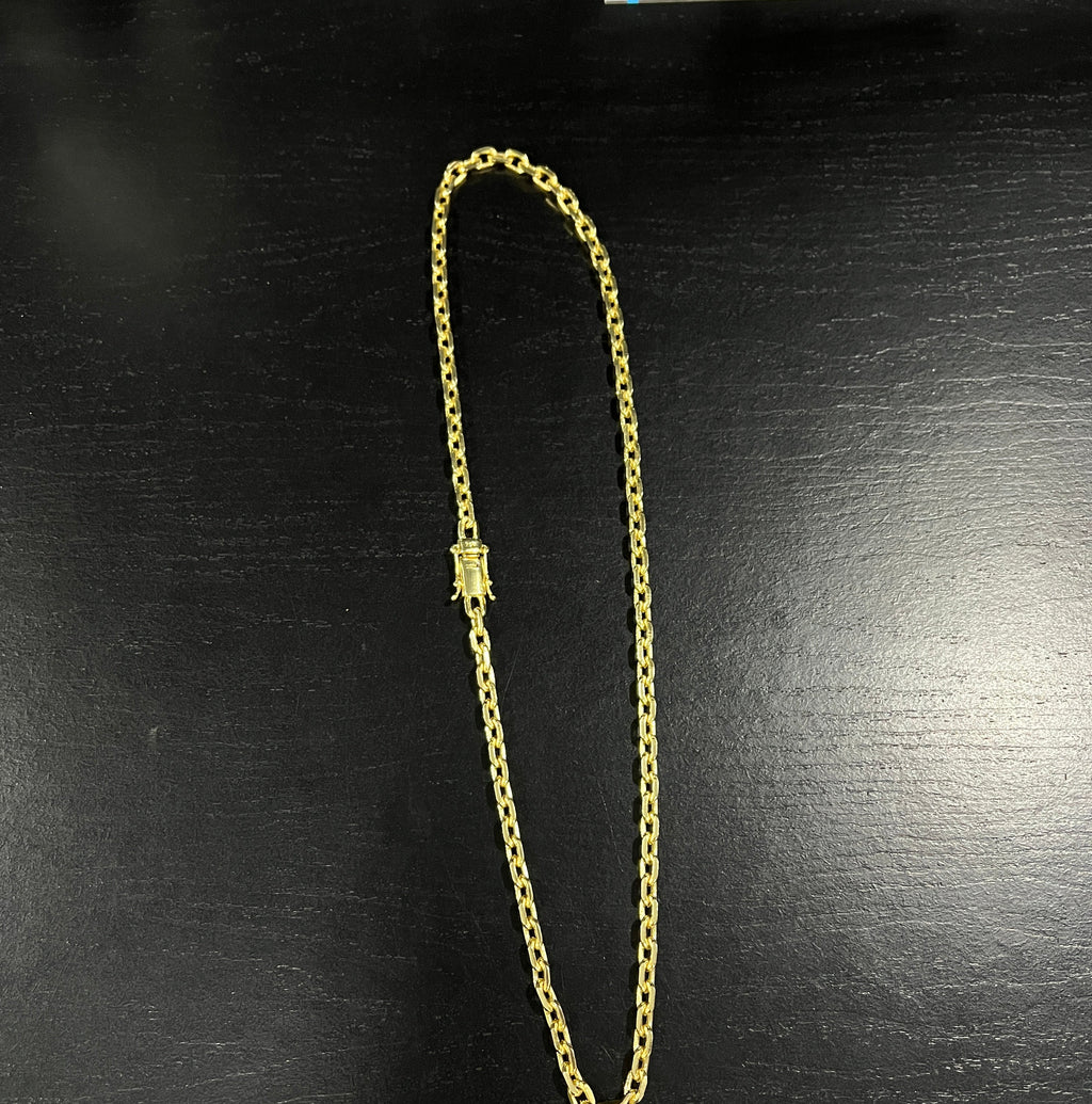 Corrente Cadeado 6mm banhado a ouro 18k