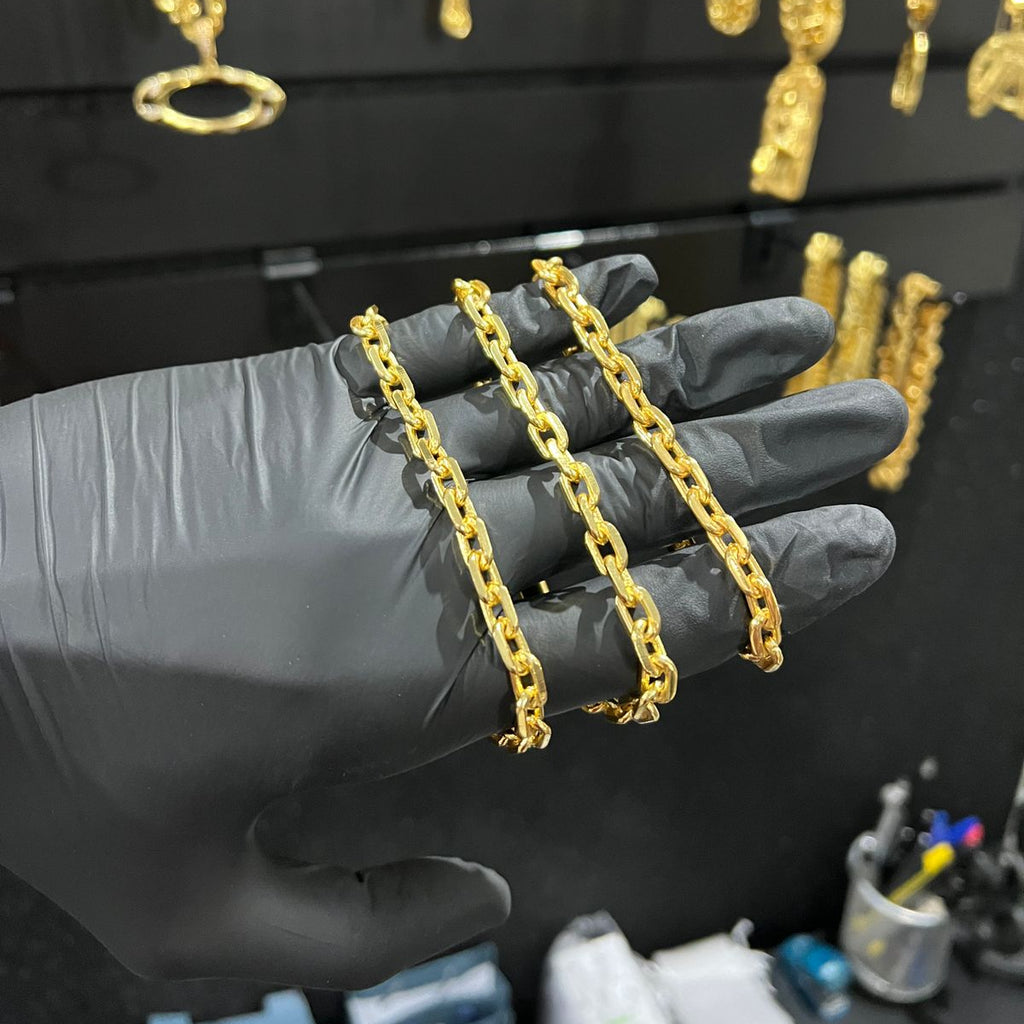 Corrente e Pulseira Cadeado 6mm banhado a ouro 18k