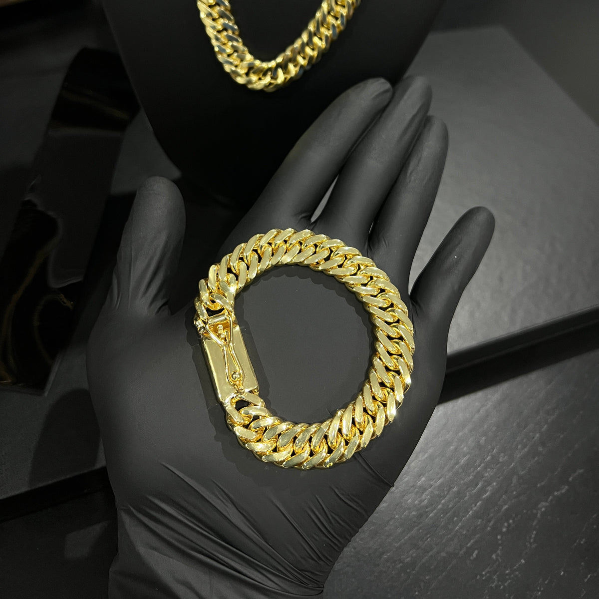 Pulseira Grumet Dupla 13mm Banhado a Ouro 18k