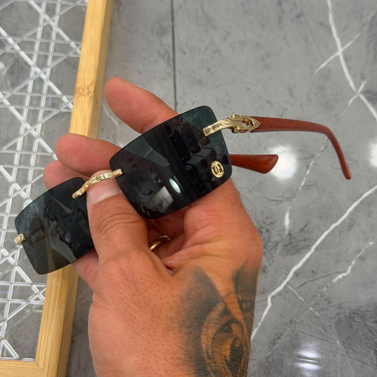 Óculos Cartier Grife M2 Marrom/Preto