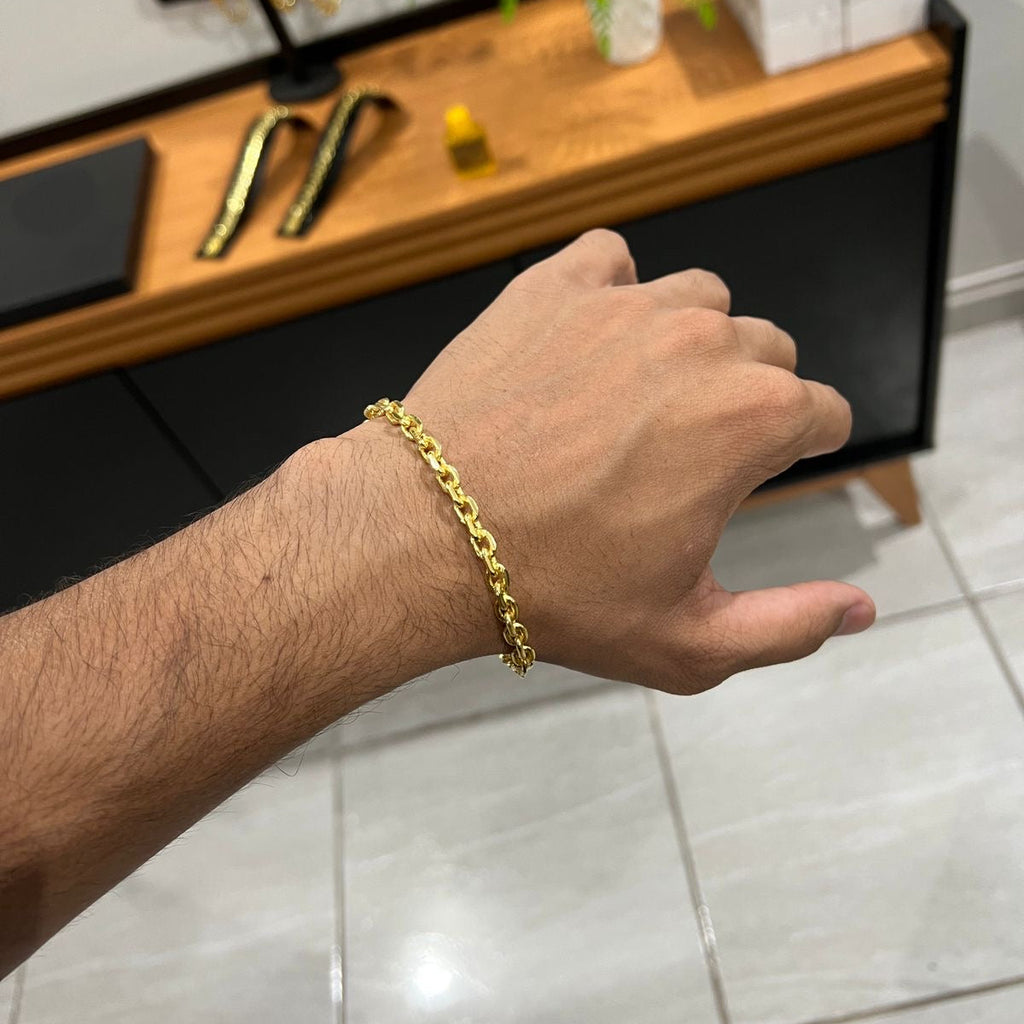 Pulseira Cadeado 4mm banhado a ouro 18k