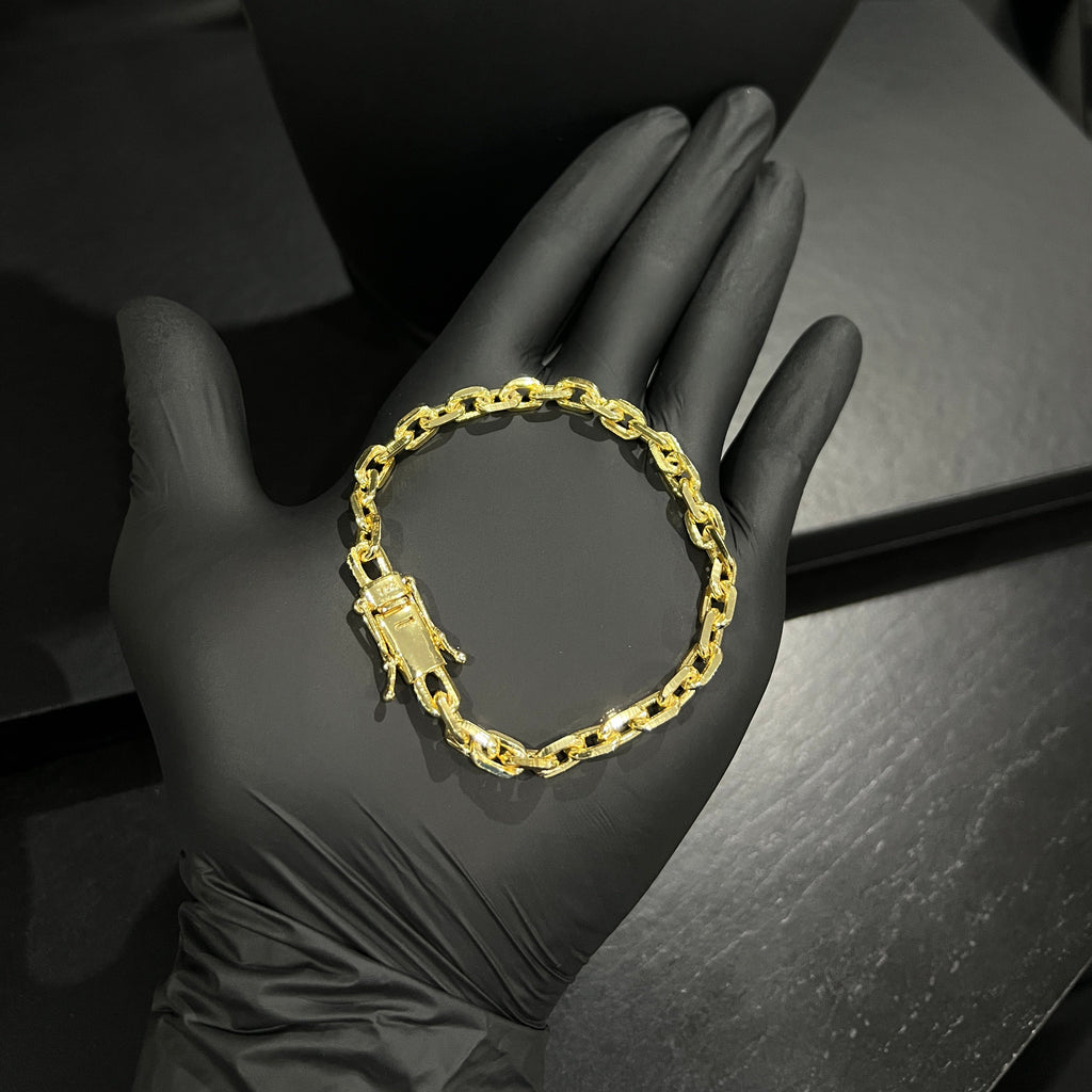 Pulseira Cadeado 6mm banhado a ouro 18k