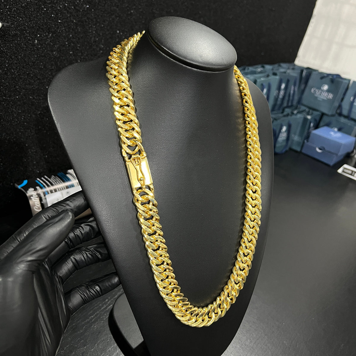 Corrente Grumet Dupla 20mm banhado a ouro 18k
