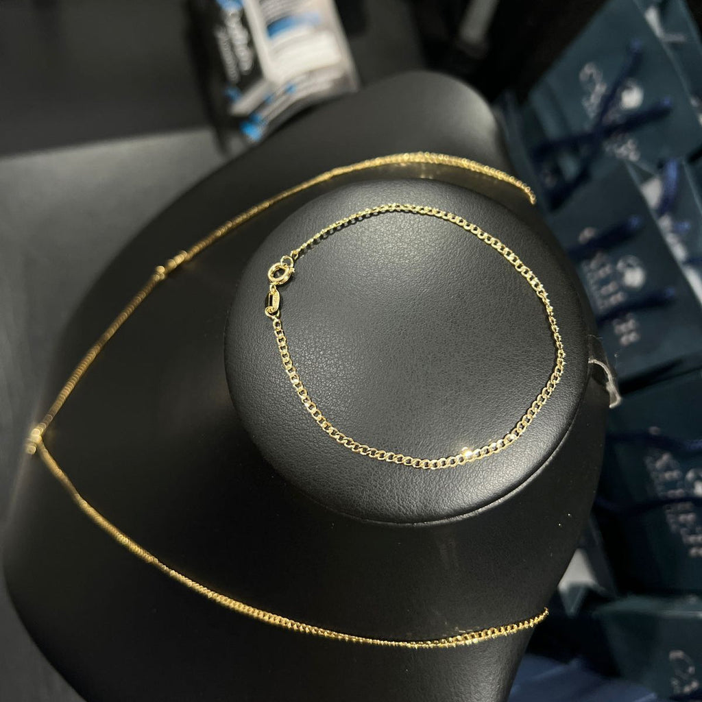 Corrente e Pulseira Grumet Pitbull 2mm + Ping Cruz 3d banhado a ouro 18k