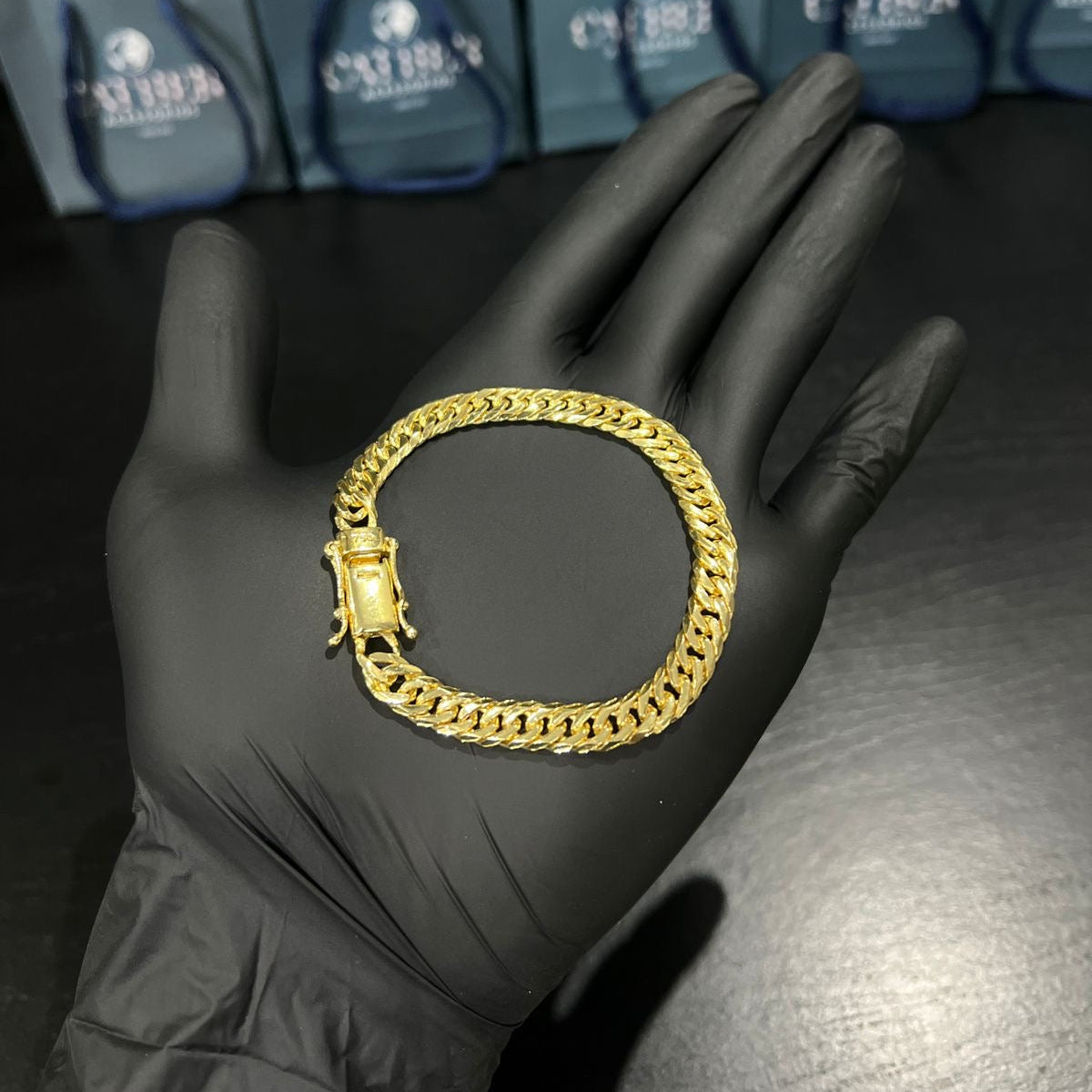 Pulseira Grumet Dupla 7mm banhado a ouro 18k