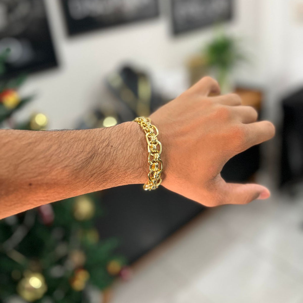 Pulseira Imperador 13mm Banhado a Ouro 18k