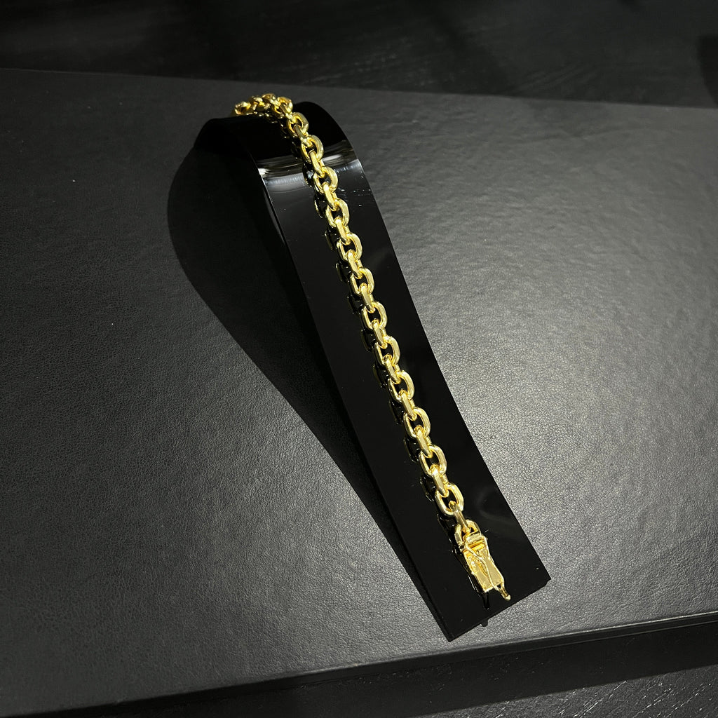 Pulseira Cadeado 8mm banhado a ouro 18k