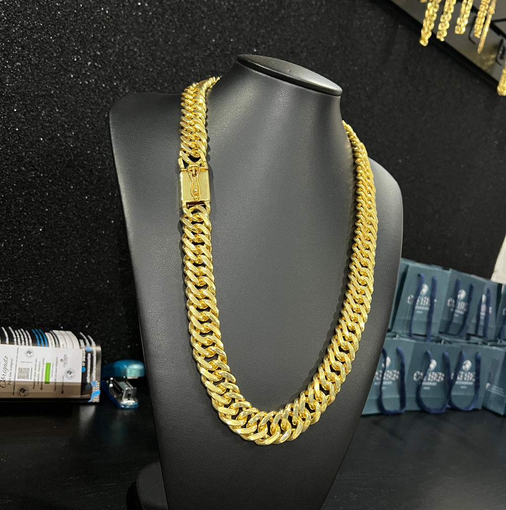 Corrente Grumet Dupla 20mm banhado a ouro 18k