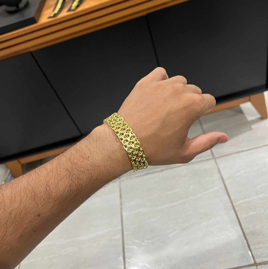 Pulseira Esteira 16mm banhado a ouro 18k