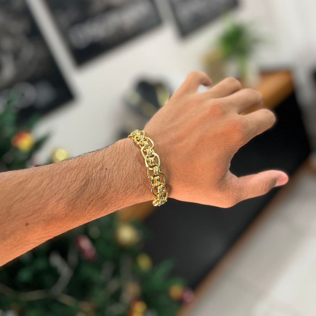 Pulseira Imperador 13mm Banhado a Ouro 18k