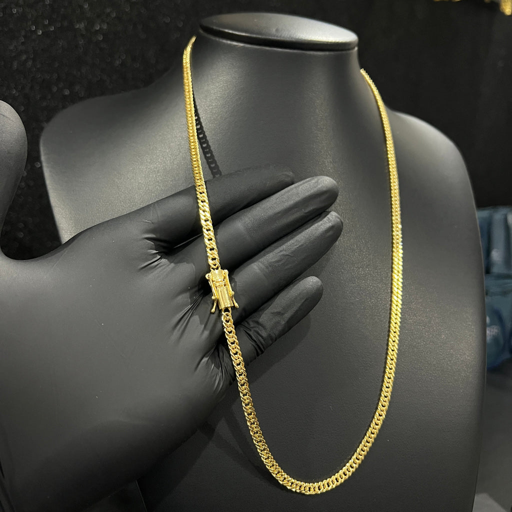 Corrente e Pulseira Grumet Dupla 4mm banhado a ouro 18k