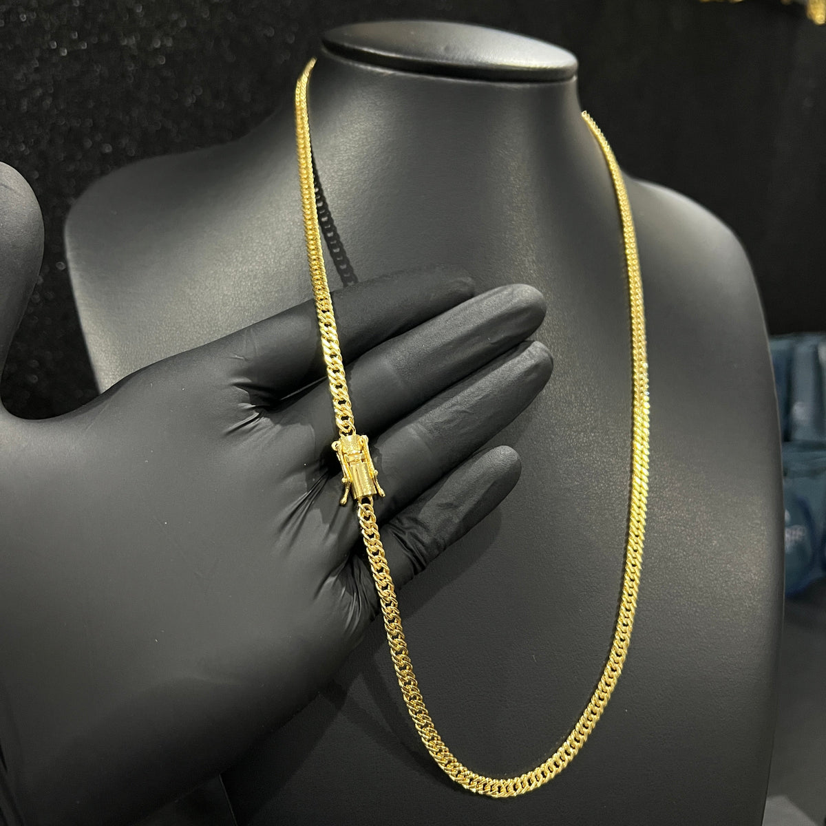 Corrente e Pulseira Grumet Dupla 4mm banhado a ouro 18k