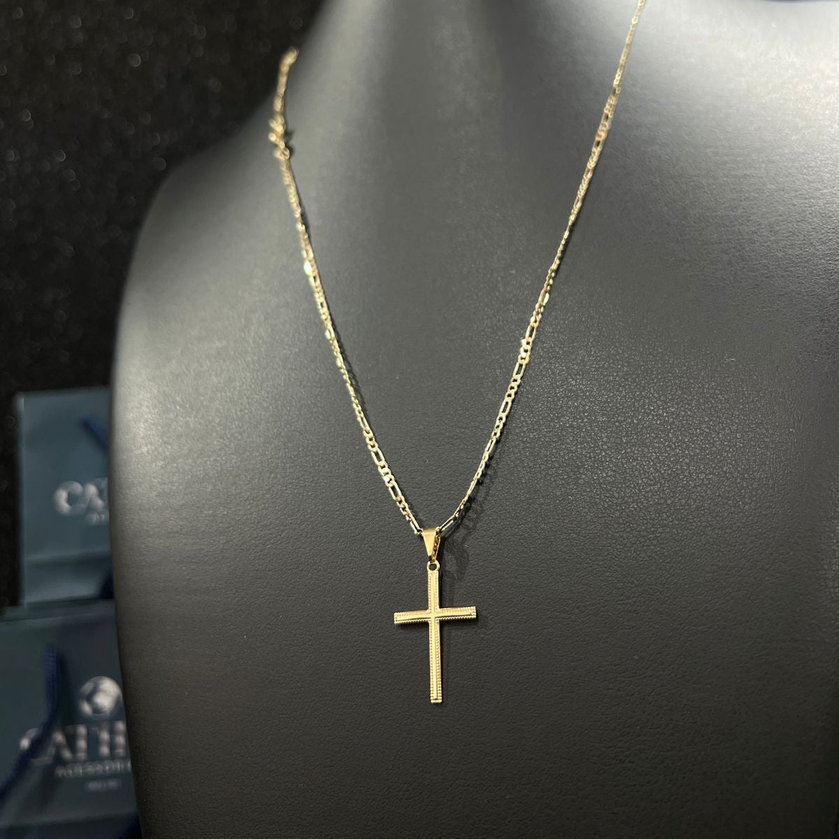 Corrente e Pulseira 3x1 2mm + Ping Cruz Detalhada Banhado a Ouro 18k