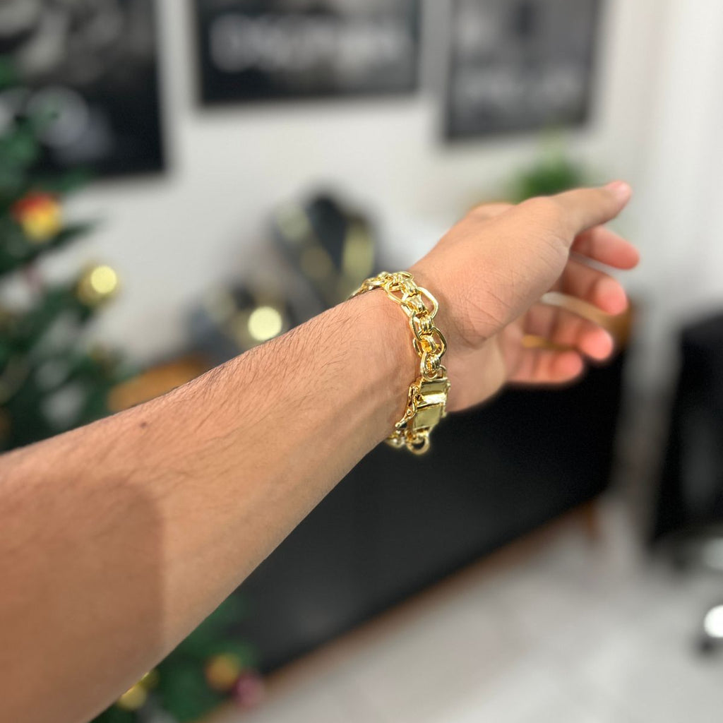 Pulseira Imperador 13mm Banhado a Ouro 18k