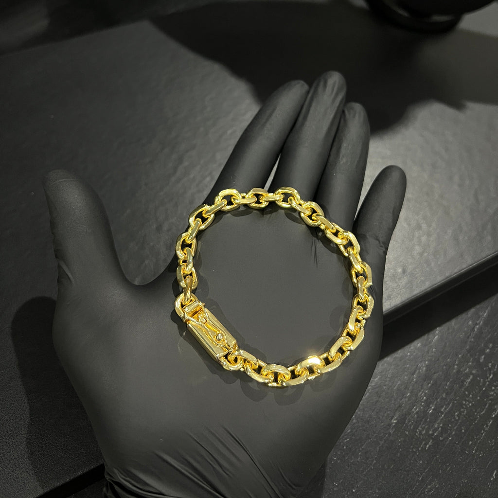 Pulseira Cadeado 8mm banhado a ouro 18k