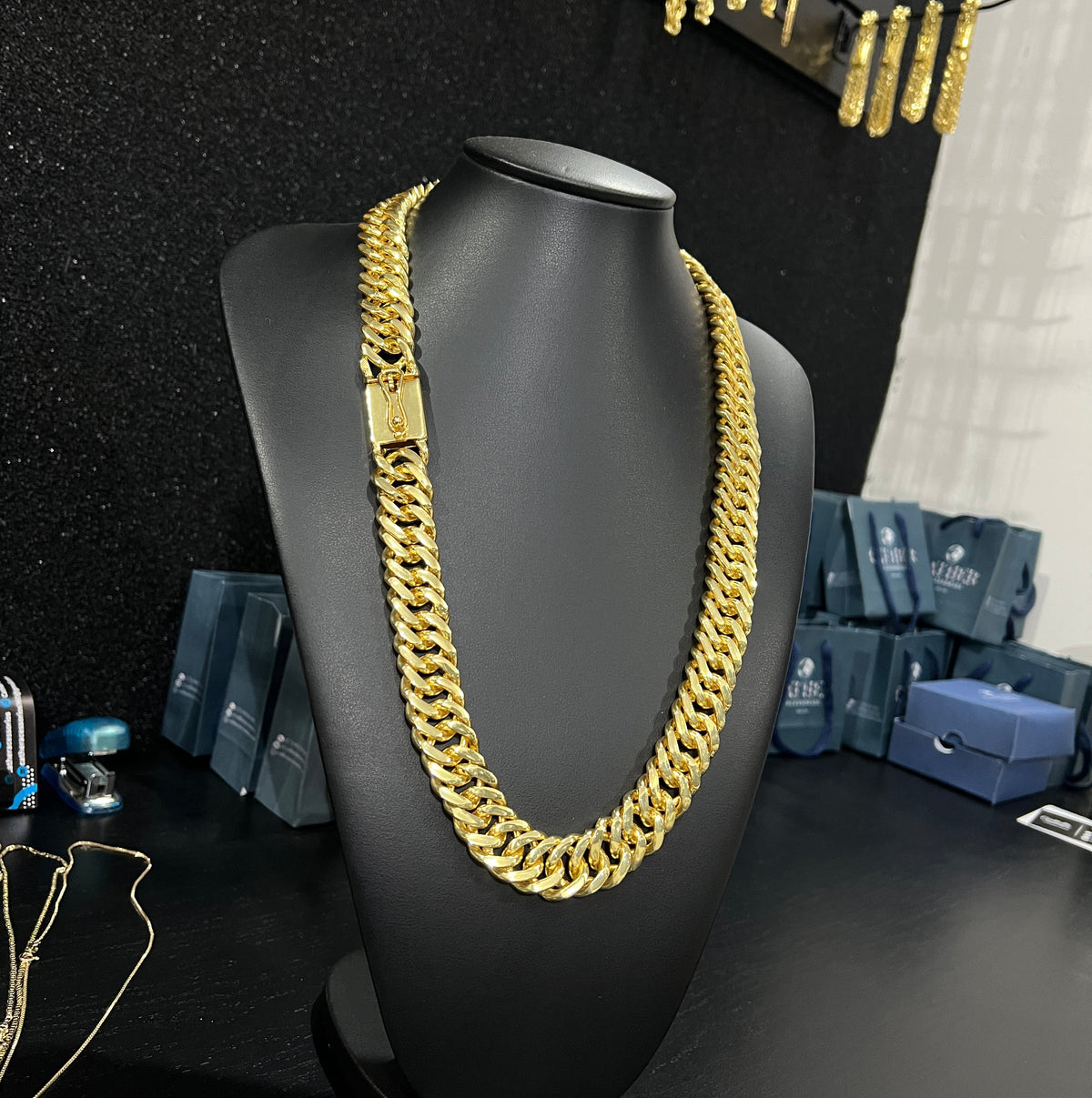 Corrente Grumet Dupla 20mm banhado a ouro 18k
