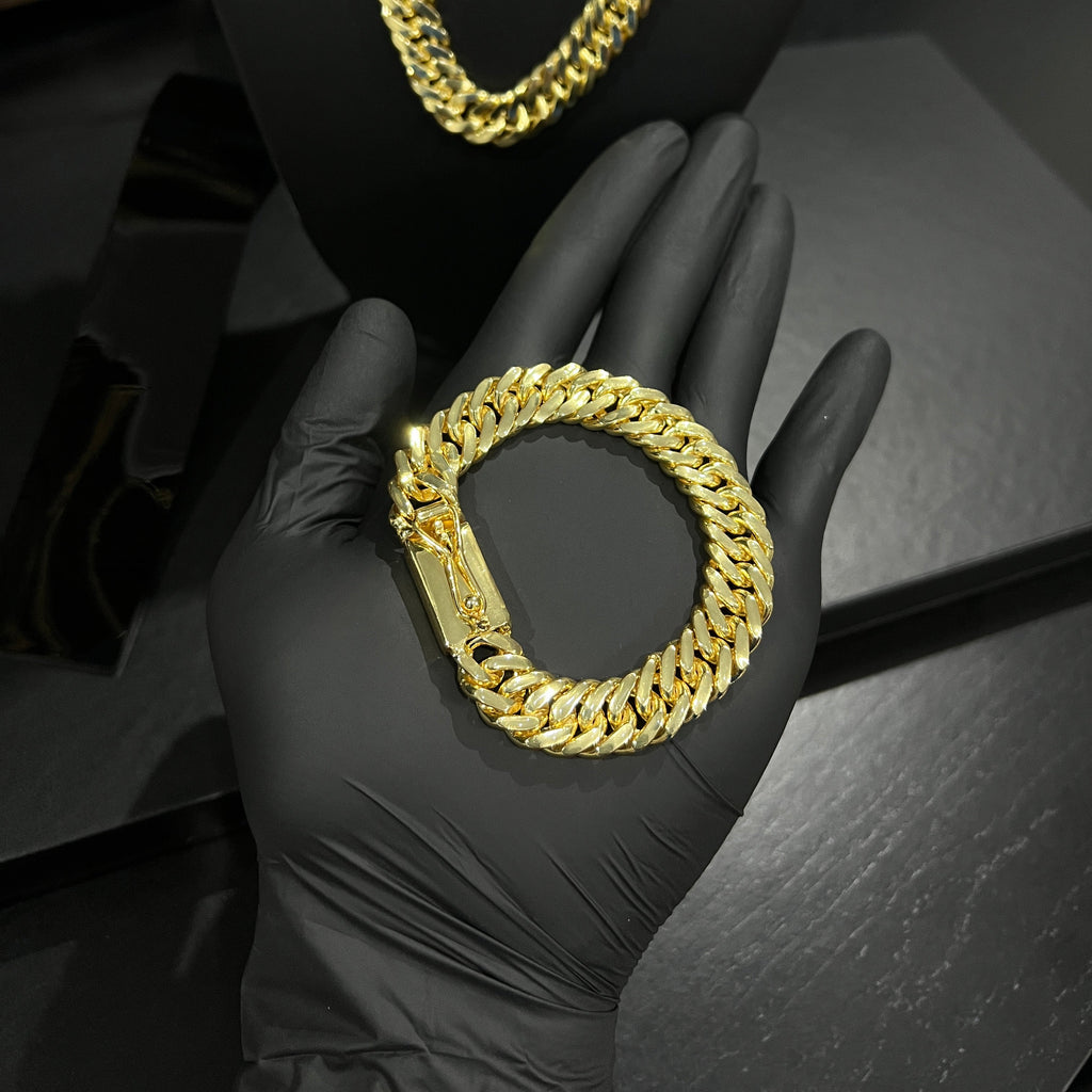 Pulseira Grumet Dupla 13mm Banhado a Ouro 18k