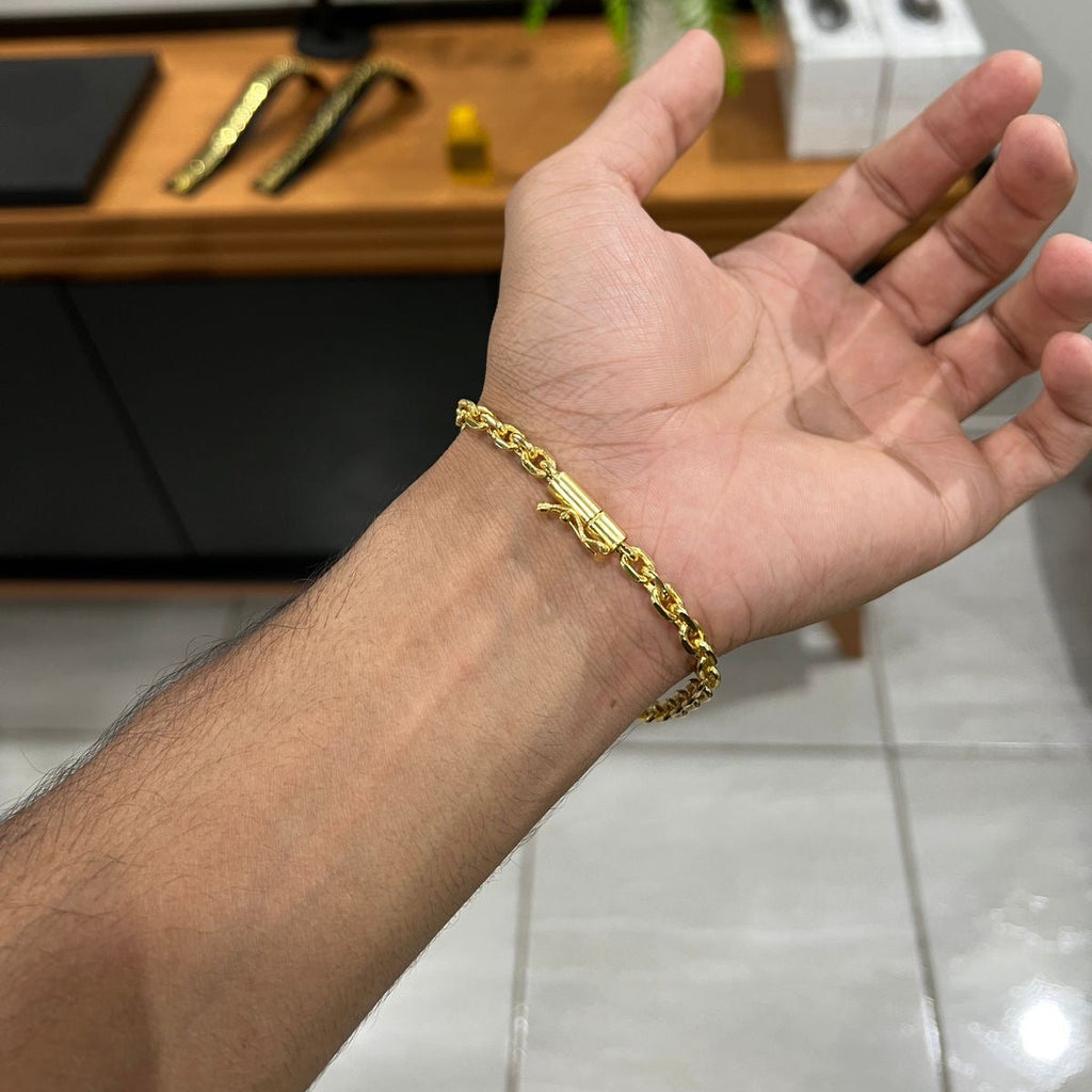 Pulseira Cadeado 4mm banhado a ouro 18k