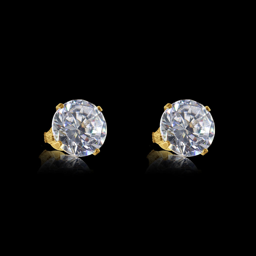 Brinco Redondo 8mm Zircônia banhado a ouro 18k