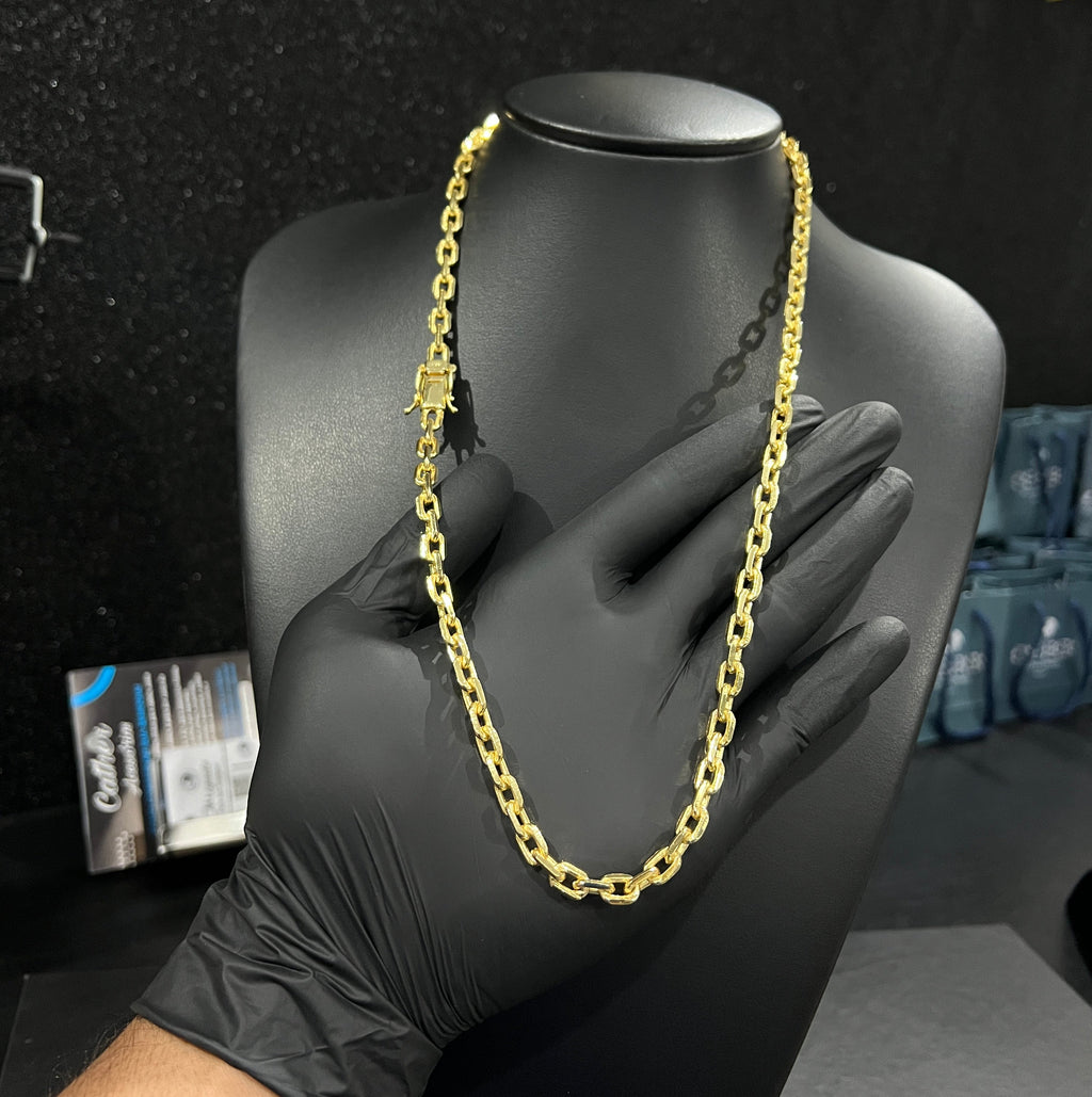 Corrente Cadeado 6mm banhado a ouro 18k
