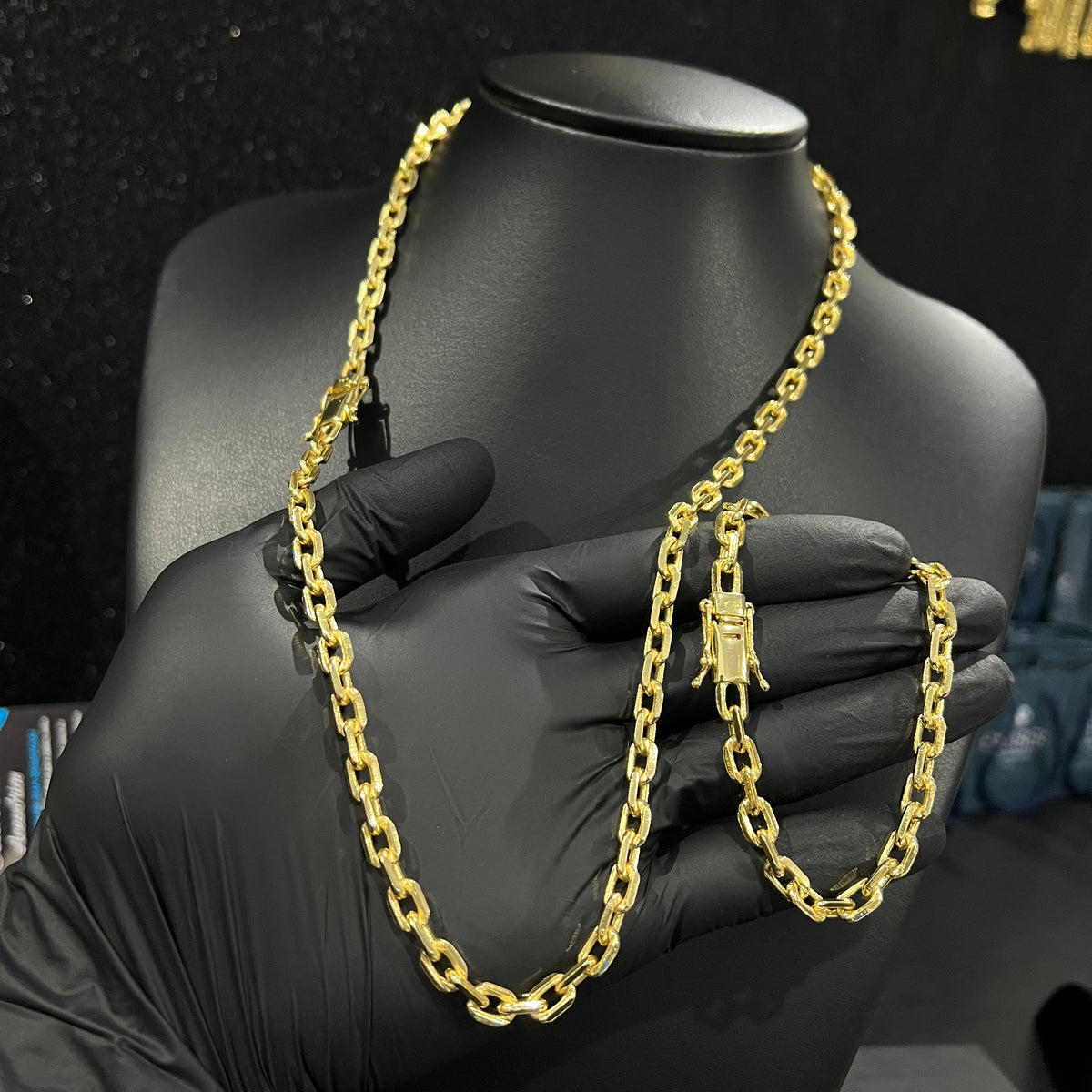 Corrente e Pulseira Cadeado 6mm banhado a ouro 18k