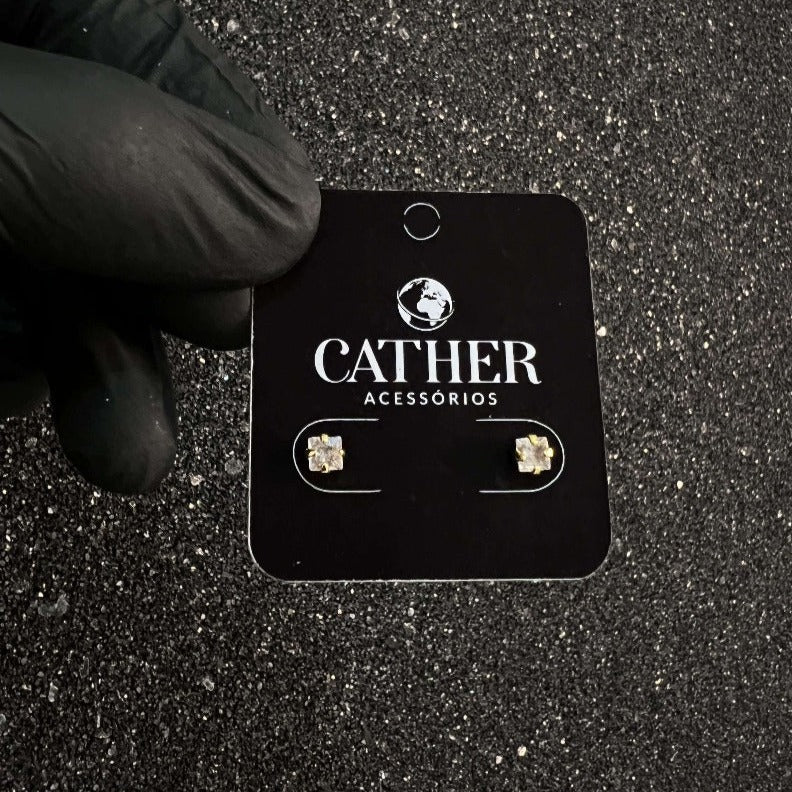 Brinco Quadrado Baixo banhado a ouro 18k - Cather Acessórios 