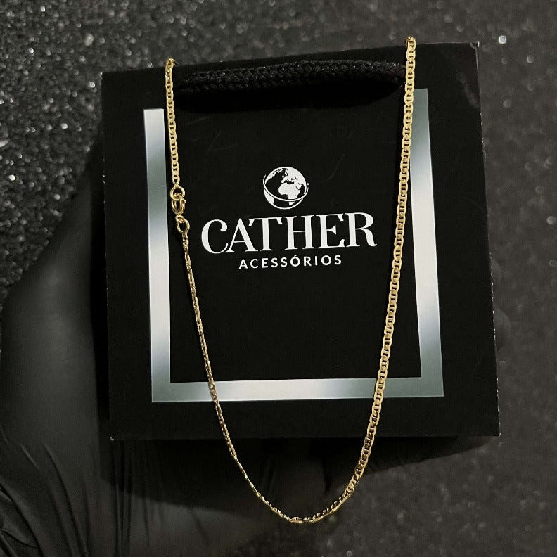 Corrente Piastrine 2mm Fecho Argolinha banhado a ouro 18k - Cather Acessórios 