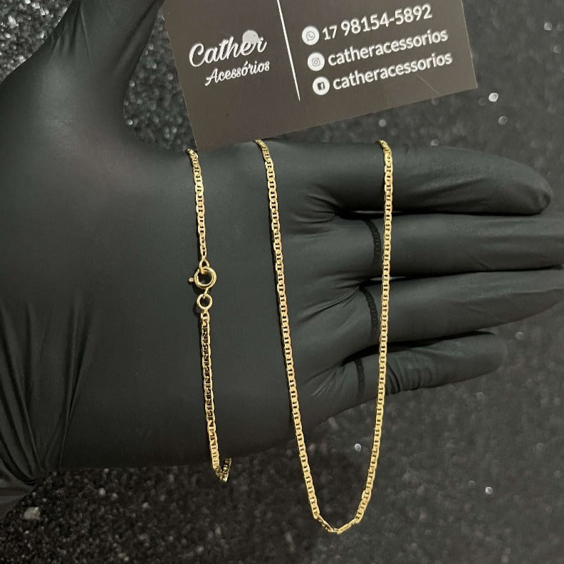 Corrente Piastrine 2mm Fecho Argolinha banhado a ouro 18k - Cather Acessórios 