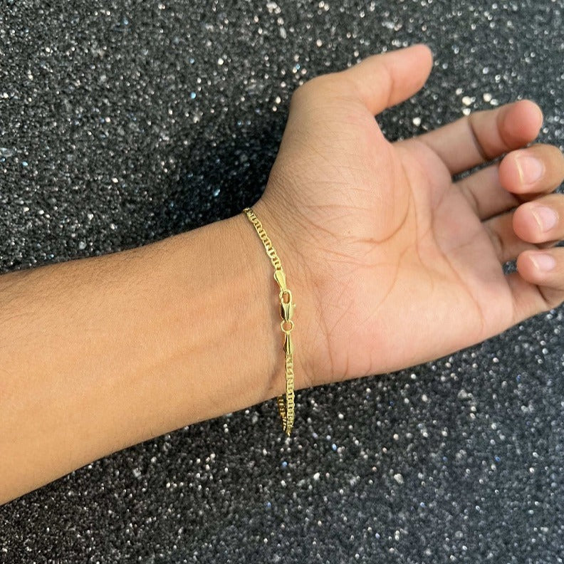 Pulseira Piastrine Curta 2mm Fecho Italiano banhado a ouro 18k - Cather Acessórios 