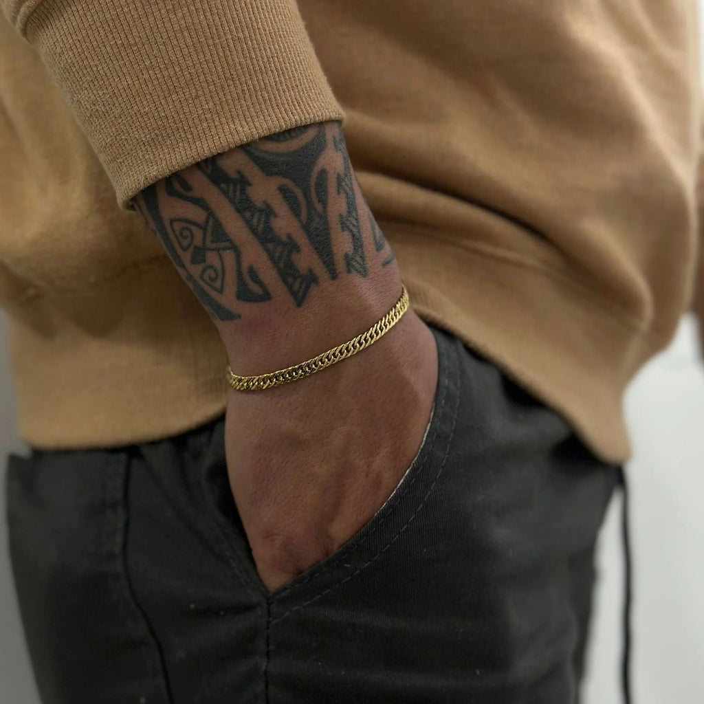 Pulseira Grumet Dupla 4mm Banhado a Ouro 18k