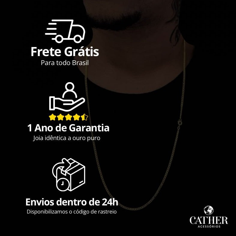 Corrente Grumet Dupla 7mm banhado a ouro 18k