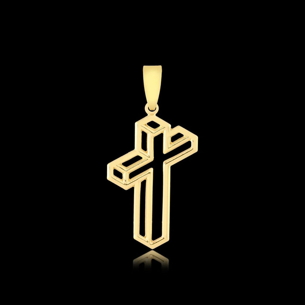 Pingente Cruz 3D Banhado a Ouro 18k