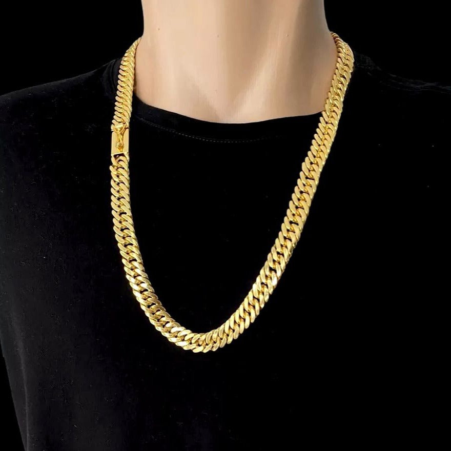 Corrente Grumet Dupla 13mm banhado a ouro 18k