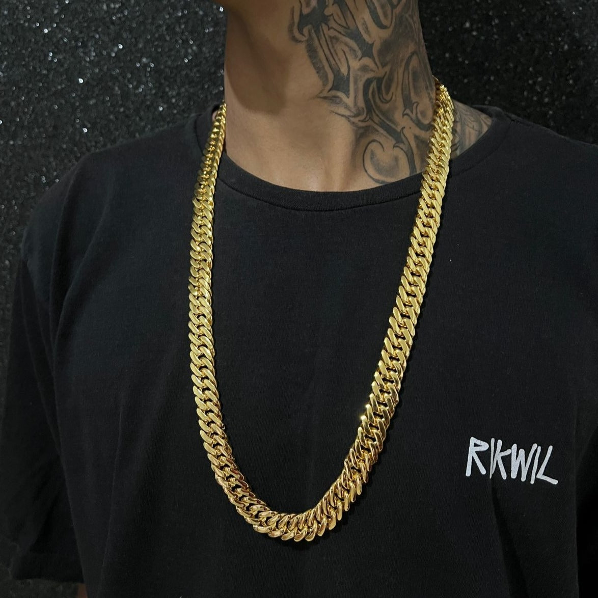 Corrente Grumet Dupla 13mm banhado a ouro 18k