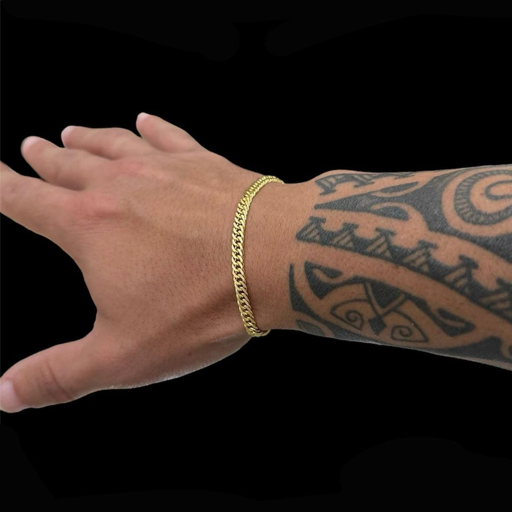 Pulseira Grumet Dupla 4mm Banhado a Ouro 18k