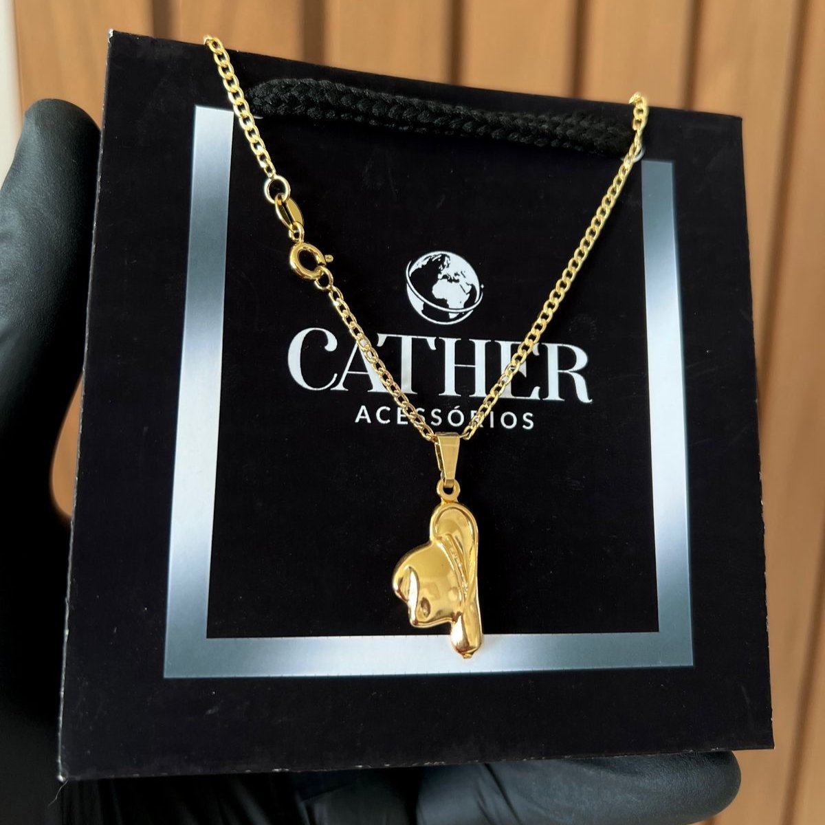 Corrente e Pulseira Grumet Pitbull 2mm + Ping Chapéu Banhado a Ouro 18k