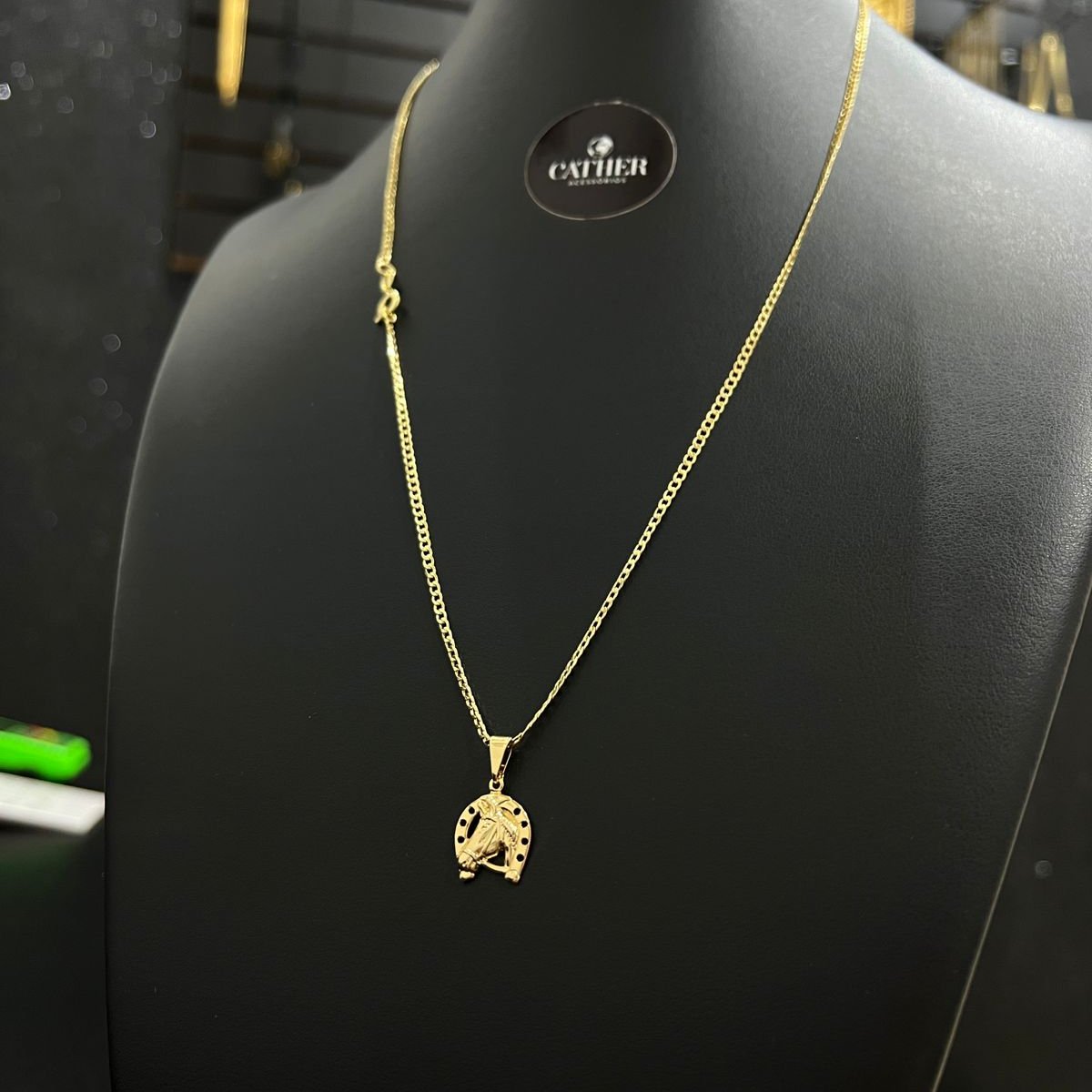 Corrente e Pulseira Grumet Pitbull 2mm + Ping Ferradura Cavalo Banhado a Ouro 18k