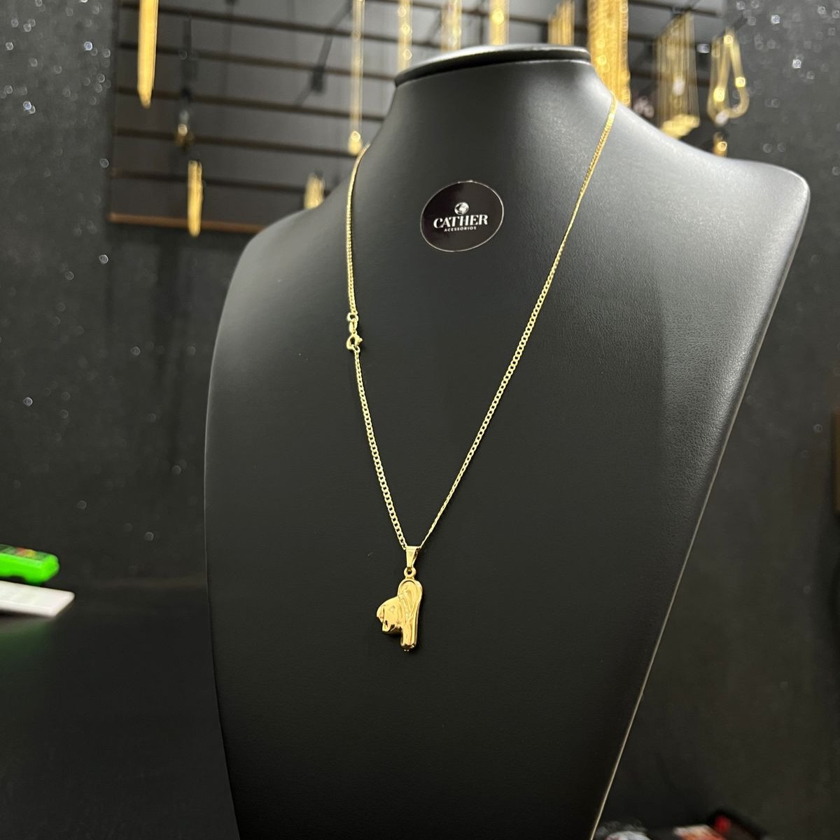 Corrente e Pulseira Grumet Pitbull 2mm + Ping Chapéu Banhado a Ouro 18k