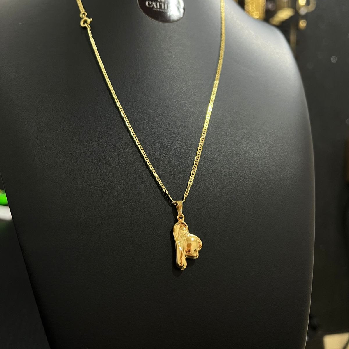 Corrente e Pulseira  Piastrine 2mm + Ping Chapéu Country banhado a ouro 18k