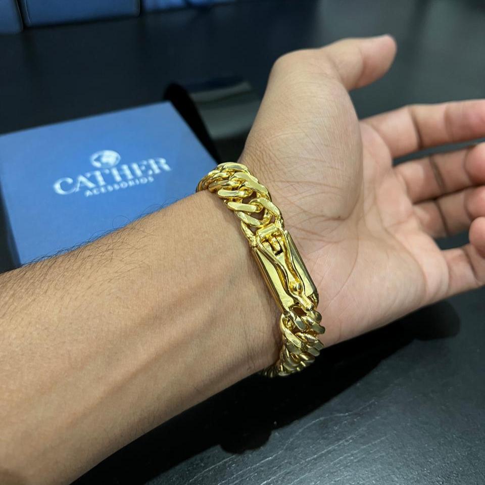 Pulseira Grumet Dupla 13mm Banhado a Ouro 18k