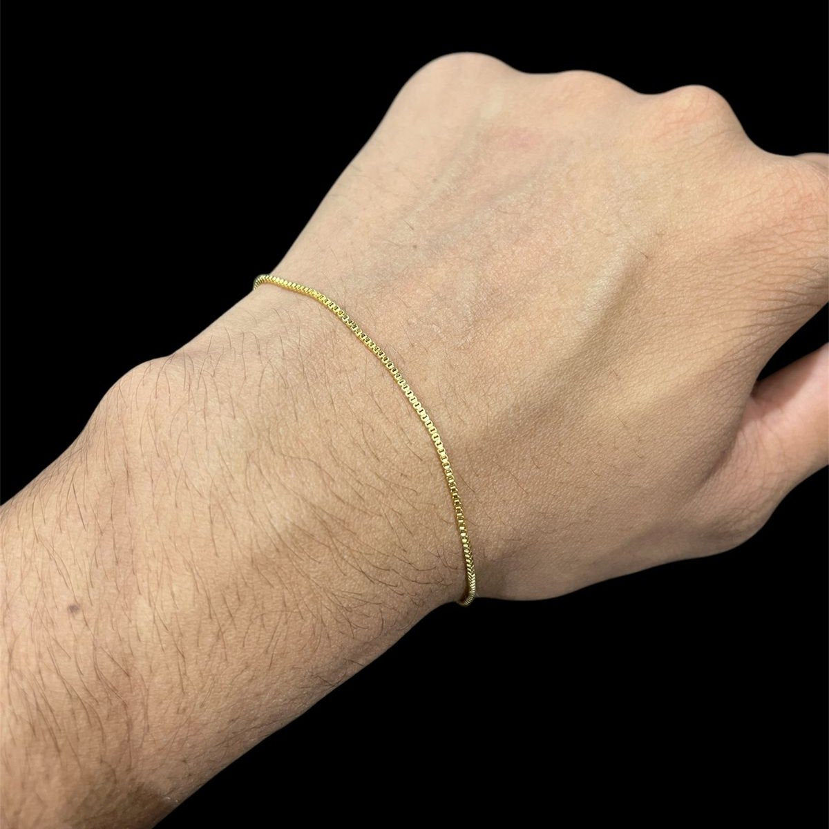 Corrente e Pulseira Veneziana 1mm + Ping Salmos Banhado a ouro 18k