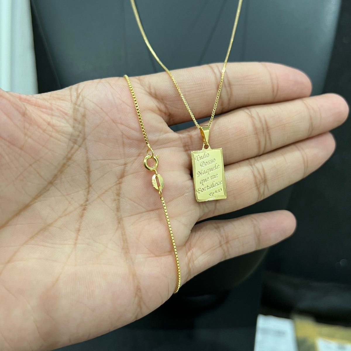 Corrente e Pulseira Veneziana 1mm + Ping Salmos Banhado a ouro 18k