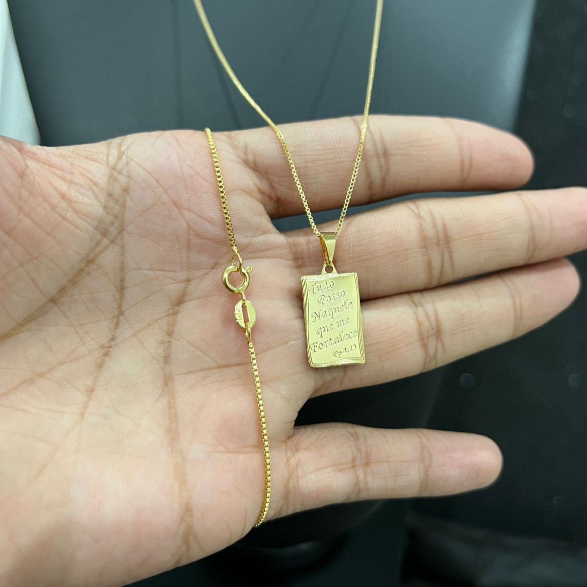 Corrente e Pulseira Veneziana 1mm + Ping Salmos Banhado a ouro 18k