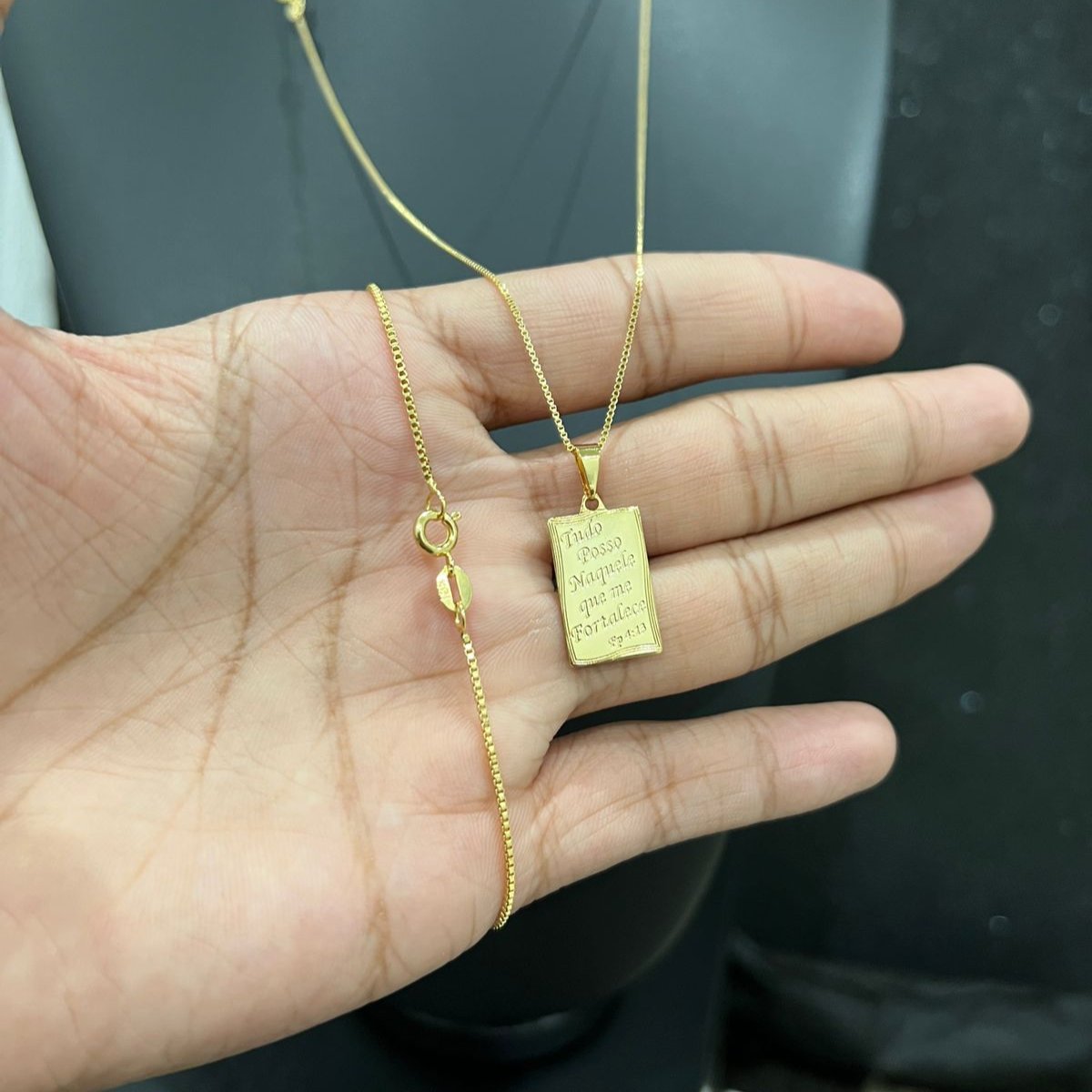 Corrente e Pulseira Veneziana 1mm + Ping Salmos Banhado a ouro 18k