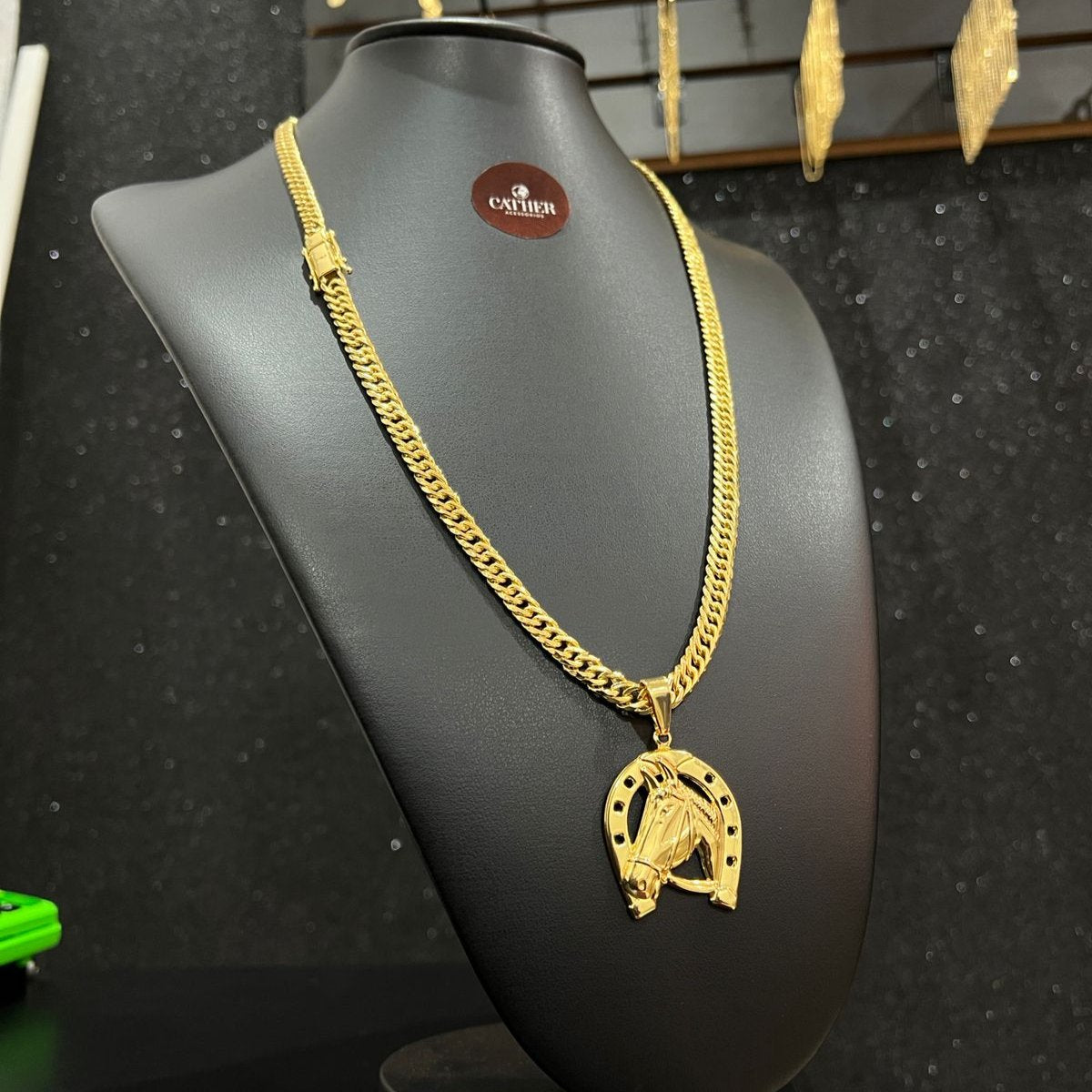 Corrente Grumet Dupla 6mm + Ping Cavalo banhado a ouro 18k