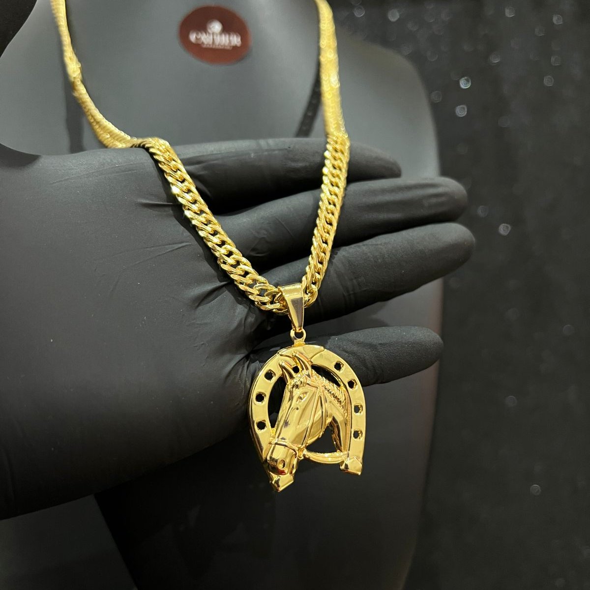 Corrente Grumet Dupla 6mm + Ping Cavalo banhado a ouro 18k