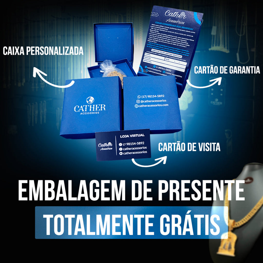 Corrente Grumet Dupla 13mm + ping 00 banhado a ouro 18k